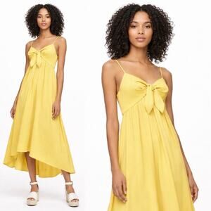 Calvin Klein Tie Front maxi Dress Butter yellow Size 2 preppy retro charm chic